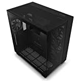 NZXT H9 Flow - CM-H91FB-01- Dual-Chamber ATX Mid-Tower PC-Gaming-Gehäuse - High-Airflow-perforiertes Top-Panel - Front- und Seitenteile aus gehärtetem Glas - 360mm Radiator Unterstützung - Schwarz