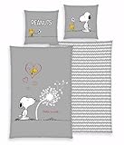 Wild South Shop Peanuts Bettwäsche Snoopy 80x80 + 135x200 cm, 100% Baumwolle, Renforcé mit Reißverschluss