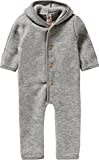 Engel-Natur Baby Overall mit Kapuze aus Bio Schurwoll-Fleece, Hellgrau Melange, Gr. 74/80