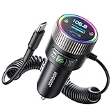 JOYROOM 2024 Neueste 5.4 Bluetooth Adapter Auto 60W [PD 30W & USB-C Spiralkabel 30W] FM Transmitter für Auto Hi-Fi Musikplayer, Freisprecheinrichtung, Dual-Mikrofon, LED-Licht, U-Disk