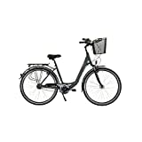 HAWK City Wave Deluxe Plus inkl. Korb I Damenfahrrad 28 Zoll I Leichtes Damen Fahrrad mit 7-Gang Nabenschaltung & Nabendynamo I Grau