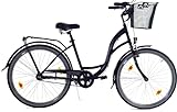 T&Y Trade 26 Zoll Kinder Mädchen City Fahrrad Mädchenfahrrad Bike Rad Nexus Nabenschaltung STVO Beleuchtung Rücktritt Reflex Schwarz 3 Gang