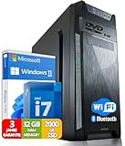 Ultra Intel i7 PC - Schneller Rechner + Computer für Büro & Home Office mit 32GB DDR3 RAM/Arbeitsspeicher - 2TB SSD - DVD+RW - USB3.0 - WiFi 600 und Bluetooth 5 - Win 11 Pro