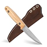 BPS Knives Finn Lite - Puukko Knife - Fixed-Blade Carbon Steel Knife with Leather Sheath - Small Full Tang Knife - Camping Knives - Scandinavian Camp Knife