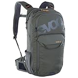 EVOC STAGE 12, Backpack (verstellbare Schultergurte durch BRACE LINK, AIR FLOW CONTACT SYSTEM, inkl. Trinkblasenfach, Werkzeugfach und Komprimierungsgurte, One Size), Dark Olive