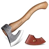 TIVOLI Beil Axt Scharfe Survival Axt,38cm Hochwertige Outdoor Axt für Holz Spalten,Handgeschmiedete Wikinger Axt Camping Axt mit ergonomischer Holzgriff,Spaltaxt mit Scheide für Garten und Wald.