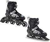 Raven Profession Inliner für Kinder und Erwachsene mit Einstellbarer Größe,Optional 2in1 mit Schlittschuhen,Inline Skates Kinder,Schlittschuhe,Rollschuhe,Abec7 Kugellager,Black mit Kufen 31-35