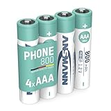 ANSMANN Telefon Akku Micro AAA LR03 800mAh, 4 Stück, 1,2V NiMH, wiederaufladbar, ideal für DECT Phone, Schnurlostelefon, Babyphone, Ersatzakku