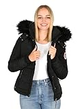 Navahoo warme Damen Winter Jacke Parka Mantel Stepp Kurzjacke gefüttert B301 [B301-Schwarz-Gr.L]