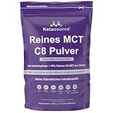 Reines C8 MCT-Pulver | 4-facher Keton-Boost im Vergleich zu anderen MCTs | Null Kohlenhydrate | Unterstützt Keto & Fasten | Vegan, sicher und glutenfrei | Geschmacksneutral | 500g Beutel | Ketosource