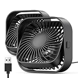 TOPK USB Ventilator 2 Stück Mini Tischventilatoren leiser Betrieb und starker Luftstrom, 3 Geschwindigkeiten und 360° drehbarer Kopf für Home Office Schlafzimmer Tisch Desktop