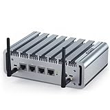 STRHIGP Firewall Mini PC N100(bis zu 3,4GHz), 8GB RAM DDR5+128GB NVMe SSD, 4x2.5GbE i226-V LAN Micro Firewall Appliance Lüfterloser PC VPN AES-NI 4×USB HD+DP WiFi, Support Win 10, Linux