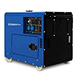 EBERTH 5000 Watt Notstromaggregat Diesel, Stromerzeuger Stromgenerator, 10 PS Dieselmotor, 4-Takt, E-Start, 2x 230V, 1x 12V, Automatischer Voltregler AVR, Mobiles Stromaggregat, Gehäuse, Griffe, Räder