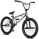 AVASTA Hesper 20 Zoll Kinderfahrrad Freestyle BMX mit 4 Pegs Fahrräder für 6-14 Jahre alte Jungen und Anfänger,Grau