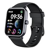 Smartwatch Herren Damen mit Telefonfunktion & Alexa eingebaut,Fitnessuhr mit 100+ Sports,Armbanduhr IP68 Wasserdicht, 24H Herzfrequenz SpO2 Schlafmonitor,1,8" Uhren Damen mit iOS/Android - Schwarz