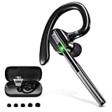 Pollway Bluetooth Headset, Freisprechanlage Bluetooth Ohr mit Mikrofon Mute-Funktion LED CVC8.0, 70 Std Spielzeit mit Ladecase, In Ear Kabellos Headset für Autofahren Büro Business