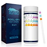 RUNBO 3-in-1 Pool-Teststreifen für Spa, 150 Stäbchen, Teststreifen, Wassertest-Set, genauer chemischer Tester für freies Chlor, Brom, Alkalinität, pH