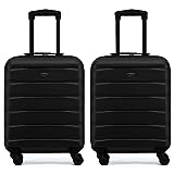 Flight Knight 2er-Set Leichte 4-Rad-ABS-Hartschalenkoffer, Handgepack, zugelassen fur Fluggesellschaften, einschließlich BA, und maximale Große fur easyJet, große Handgepacktasche 56x45x25cm