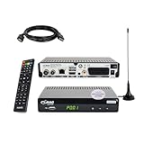 Comag SL65T2 DVBT2 Receiver Bundle mit passiver DVBT2 Antenne, DVB-T2 Receiver mit Aufnahmefunktion und Dolby Digital Plus Unterstützung, 12V-Netzteil, Ideal für Camping, PVR Ready