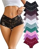 ALL OF ME 10er Pack Spitzen Unterwäsche Frauen Boxershorts Sexy Panties Unterhosen Damen Schlüpfer Bequem Hipster Dessous for Women Mehrpack S-XL