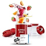 GOURMETmaxx Nutrition Mixer | Smoothie Maker mit XXL-Zubehörset | Standmixer 11-tlg. | Blender mit Rezepten, To go & Frischhaltedeckeln | Food Processor für Smoothies, Shakes & Co.