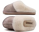 KuaiLu Hausschuhe Damen Flauschige Plüsch Lammfell Geschlossen Winter Warme Pantoffeln Frauen Kuschel Memory Fussbett Hause Slippers Rutschfest Feste Sohle Hüttenschuhe Indoor Outdoor. Beige 39