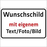 INDIGOS UG - Schilder - WUNSCHTEXT Schild - Alu-Dibond 8 Größen - personalisiert mit Foto und Text - Logo - für Garage, Hotel, Parkplatz, Schule, Carport, Firma