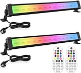 MEIKEE 42W RGB Strahler mit Fernbedienung 360° Wallwasher Flutlicht 10 Farben 30 Modi Timer 6 Helligkeitsstufen Memory-Funktion LED Strahler RGB Bar für Bar Party Disco Feiern Bühne Häuser 2 Pack