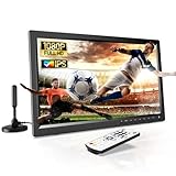 DESOBRY 15,6 Zoll tragbarer Fernseher mit Antenne, tragbarer Kleiner Fernseher mit DVB/T2-Tuner (Black)