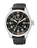 Citizen Herren Analog Quarz Uhr mit Nylon Armband AW5000-24E, Schwarz