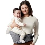 Momcozy Hüftsitz-Babytrage - Originaler 3D-Bauchschutz & EVA-Massageplatte, mit verschiedenen Taschen für Neugeborene und Kleinkinder bis 20 kg (Grau, Mittelgroß)