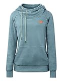 Cassiecy Hoodie Damen Winter Langarm Stehkragen Kapuzenpullover Warme Casual Pullover Hoody mit Kapuze（Hellgrün, L