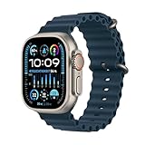 Apple Watch Ultra 2 (GPS + Cellular, 49 mm) Smartwatch mit robustem Titangehäuse und Ocean Band Armband in Blau. Fitnesstracker, präzises GPS, extra Lange Batterielaufzeit, helles Retina Display