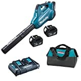 Makita DUB362PT4 Laubbläser 36V => 2X 4X 18V 5Ah Li-Ion Akku + Ladegerät DC18RD, schwarz/blau