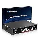 5-Port 10Gb Ethernet Switch, 5 x 10Gbe RJ45 Ports, 100Gbps Switching-Kapazität, GiGaPlus Unmanaged Switch Einfach für 10G NAS, PCs, WiFi7 Router, 10G Adapter/Netzkarten. Desktop- oder 19-Zoll-Rack-Mon