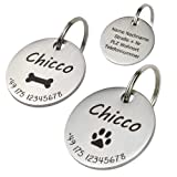 Hundemarke mit Gravur personalisiert Edelstahl 30mm | Name Telefonnummer | Namensschild für Halsband | Dogtag Anhänger | Tiermarke für Hunde, Pferde, Katzen & Welpen Herz Pfote Anker Knochen Kleeblatt