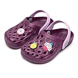 Ladeheid Clogs Kinder Schuhe für Mädchen und Jungen leichte Gartenclogs Gartenschuhe Kinder LA-CA-15 (Violett, 27/28 EU)