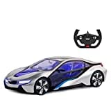 rastar BMW i8 ferngesteuertes Auto, 1/14 BMW i8 Concept RC Auto, vollständig transparent/Innenbeleuchtung - Silber