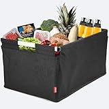 achilles Transportkiste, Big-Box Alu, Einkaufskorb, Klappbox mit Alurahmen, Transportbox, Kofferraumbox, Faltbox, 61,5x42x29cm (Schwarz)