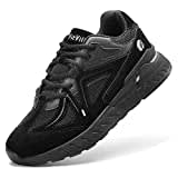 FitVille Laufschuhe Herren Extra Weite Turnschuhe Sportschuhe Breit Fitnessschuhe Bequeme Sneakers Schuhe für Plantarfasziitis Fußschmerzen JetBlack 43 EU X-Weit