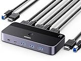 UGREEN HDMI 2.0 KVM Switch 4K@60Hz USB 3.0 Switch 4 USB Ports (3*USB 3.0+ USB C) Sharing 1 Monitor und Tastatur, Maus, Drucker, U Disk für 2 PC mit 2 USB Kabeln und 2 HDMI Kabeln.