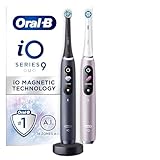 Oral-B iO 9 wiederaufladbare elektrische Zahnbürsten, schwarzer und rosa Griff, Bluetooth mit revolutionärer Magnettechnologie, 3 Aufsteckbürsten, 1 Reiseetui