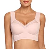 WOWENY Damen Nahtlos Spitzen BH ohne Bügel Weicher Damen Push-Up BH Gepolstert - Atmungsaktiver und Leichter, Klassische Bustier Damen BH Modern Feeling, Rosa, L