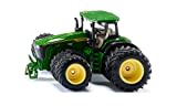 siku 3292, John Deere 8R 410 mit Doppelbereifung, Spielzeug-Traktor, 1:32, Metall/Kunststoff, Grün, Abnehmbares Frontgewicht, Achsschenkellenkung, Abnehmbare Kabine, Front- und Heckkupplung