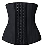 YIANNA Korsett Shapewear Damen Bauchweg Stark Formend Latex Waist Trainer Sport Body Shaper Corsage Taillen Mieder Taillenformer Schwarz 20173 XS