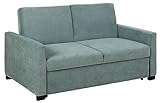 AC Design Furniture Maika Bettcouch in Dusty Green, 2-Sitzer Sofa mit Schlaffunktion und Armlehnen, Verstellbare Rückenlehne, Polstersofa Grün mit Schwarzen Holzbeinen, B: 153 x H: 84 x T: 98 cm