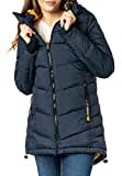 Sublevel Damen Winterjacke Stepp-Mantel mit Kapuze lang & tailliert, Outdoorjacke für Damen Dark-Blue M