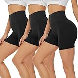 Gayhay 3er Pack Radlerhosen Damen Kurze Leggings Sport Shorts Sommer Hotpants Boxershorts unter Kleid Hoher Taille Schwarze*3,S-M