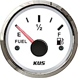 KUS1004: KUS Tankanzeige, weisses Display mit Edelstahl-Lünette, 0 – 190 Ohm