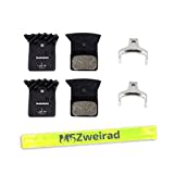 2er Set Shimano Scheibenbremsbelag L05A Resin mit Kühlrippen Nachfolger L03A mit MSZweirad Reflexband